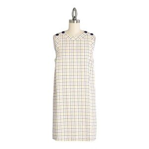 Modcloth‎  Shift  Plaid Sleeveless Dress with Button Accents, Size L